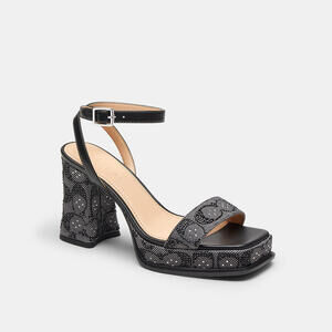 Coach Platform Sandal In Crystal Signature Jacquard